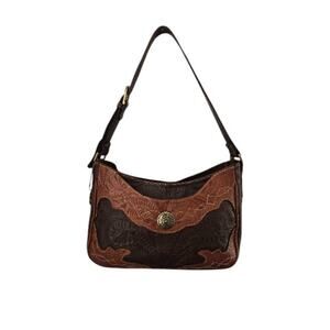 American West Leather Zip Top Shoulder Hobo Bag Excellant Condition